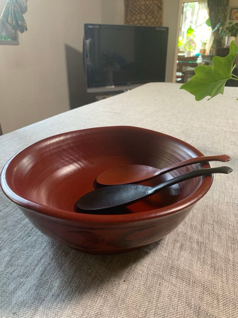 太田修嗣　お鉢　初期作品　黒田陶苑　赤漆