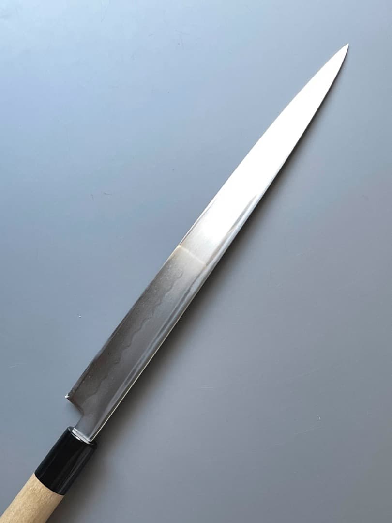 京都 有次 本焼 純日本鋼 柳刃包丁 一尺弱 新品水牛柄・鞘付き