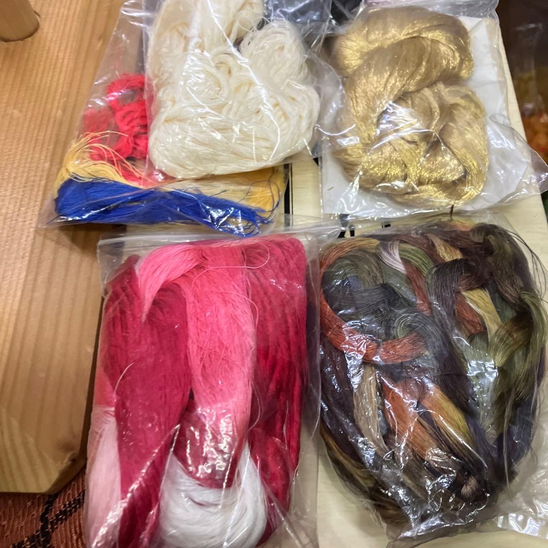 組紐丸組み台、組玉、おもりセット売りシルク糸4つ