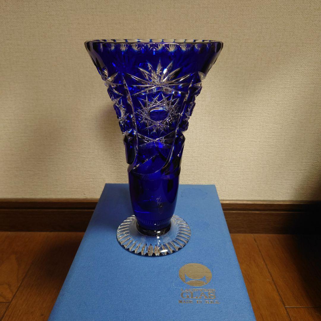 LAUSITZER ラウジッツァー製　藍色切子花瓶