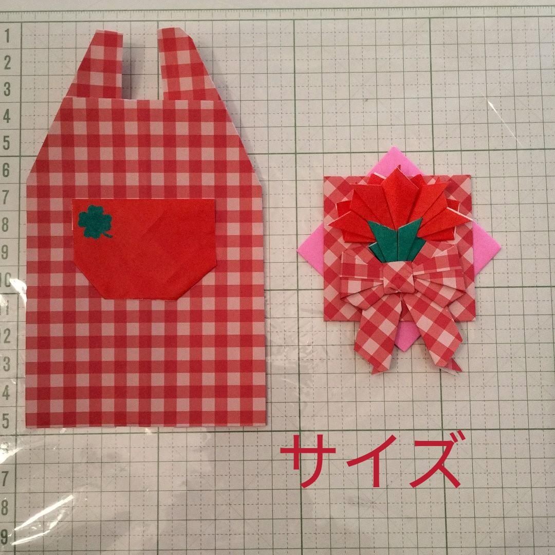 ミルカー様　ポケット付エプロンとミニカーネーションのメッセージカード　春　母の日