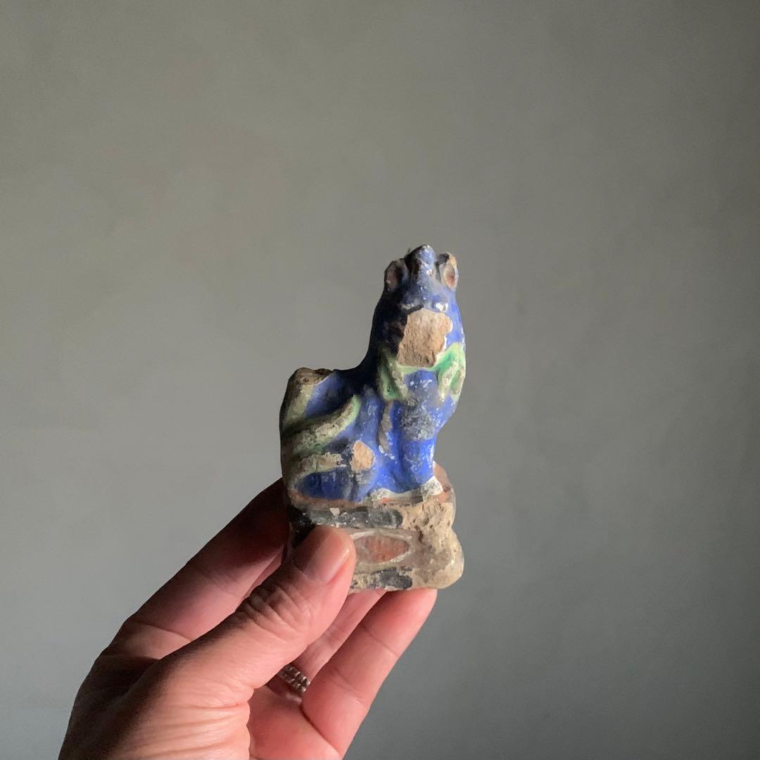 古い 土人形 狛犬 割れ欠け 古道具 アンティーク オブジェ