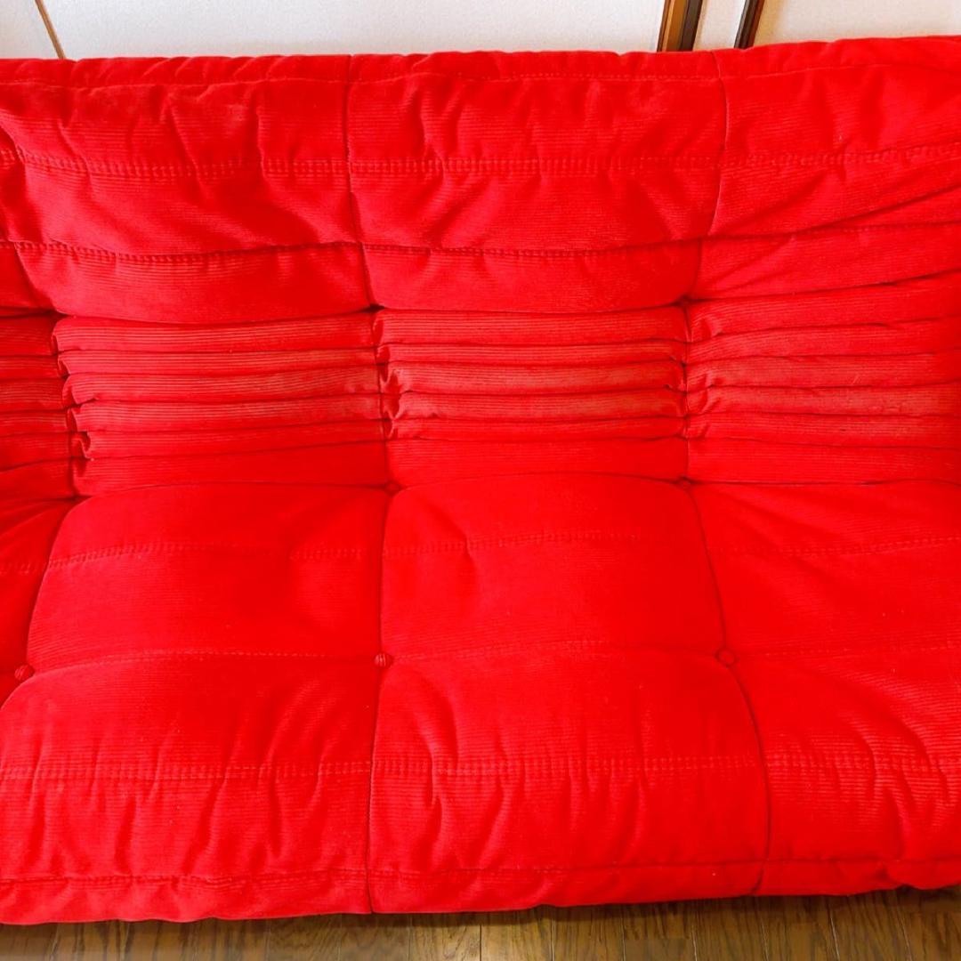 リーンロゼ　トーゴ　3P レッド　コーデュロイ　Hランク生地　高級家具　ソファ