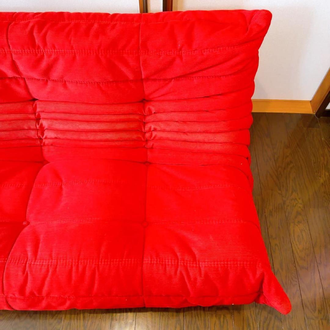 リーンロゼ　トーゴ　3P レッド　コーデュロイ　Hランク生地　高級家具　ソファ
