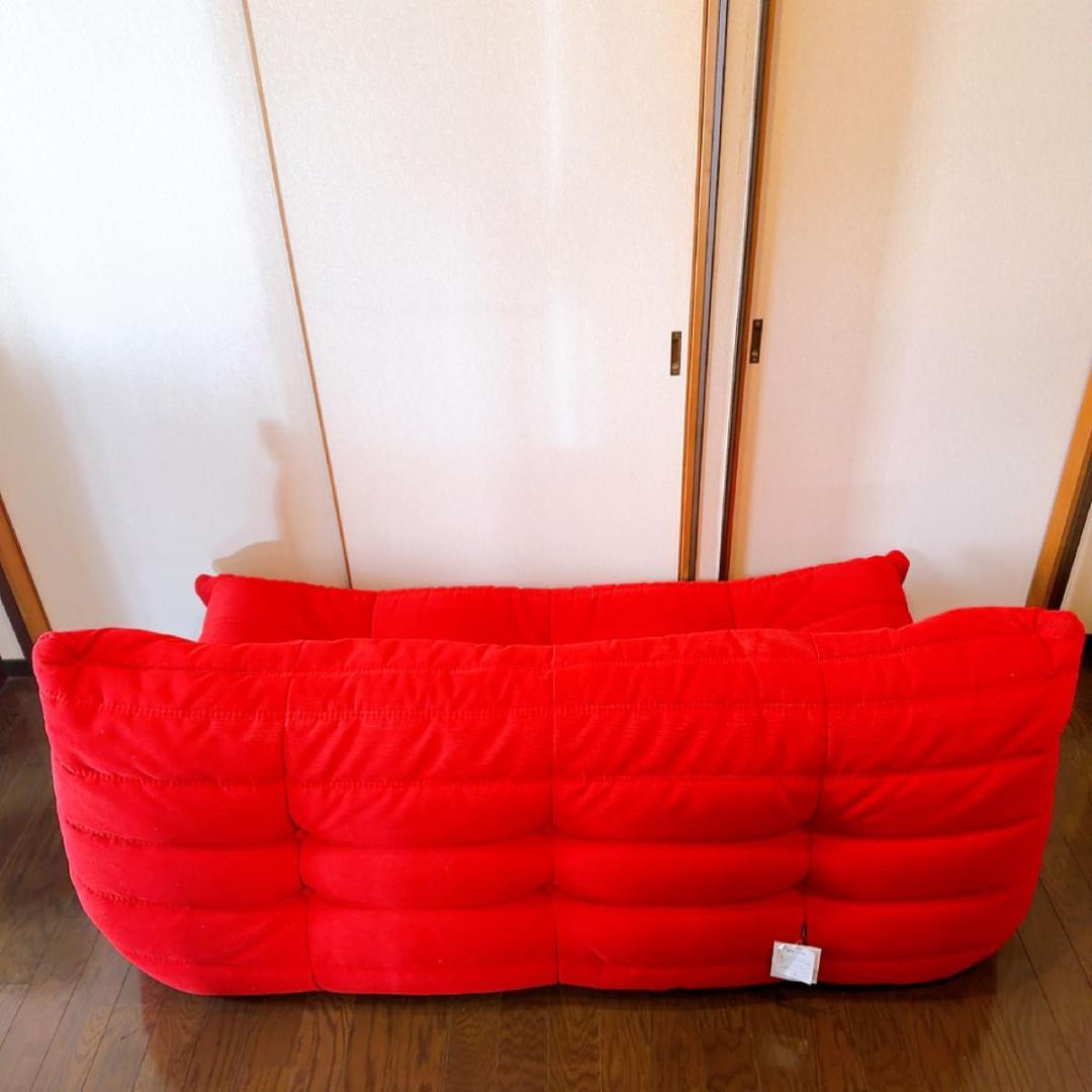 リーンロゼ　トーゴ　3P レッド　コーデュロイ　Hランク生地　高級家具　ソファ