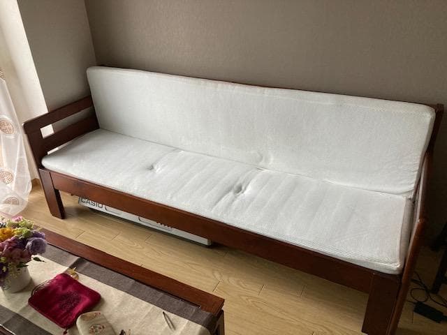 良品 ソファベッド デイベッド天然木マットレス付/組立て済み引取り可