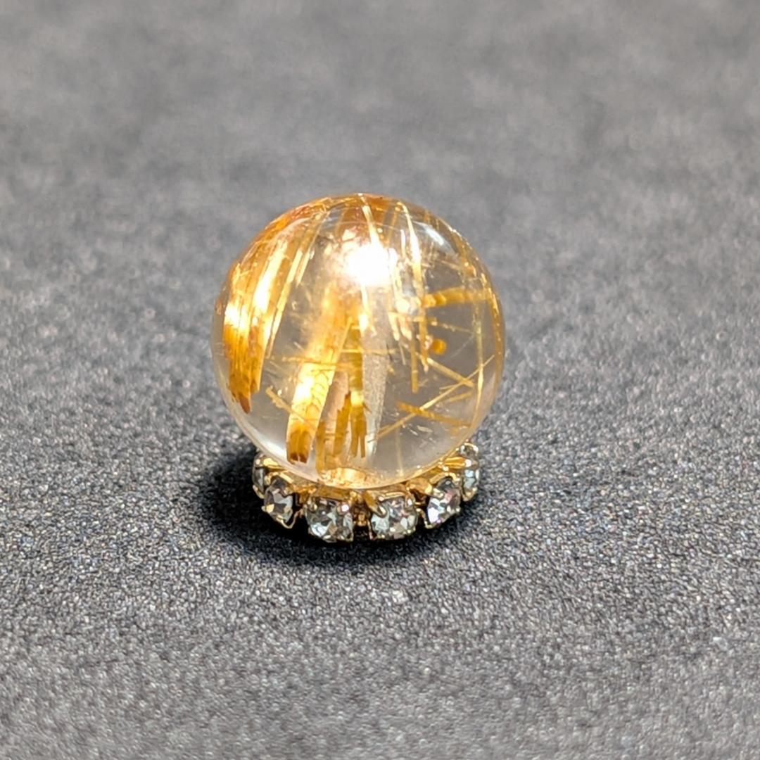 一点物 【豪快な太金針】ゴールドタイチンルチル 10ミリ 1粒売り お守り石