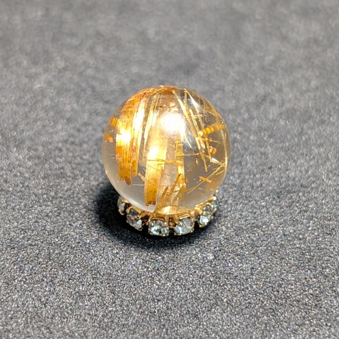 一点物 【豪快な太金針】ゴールドタイチンルチル 10ミリ 1粒売り お守り石