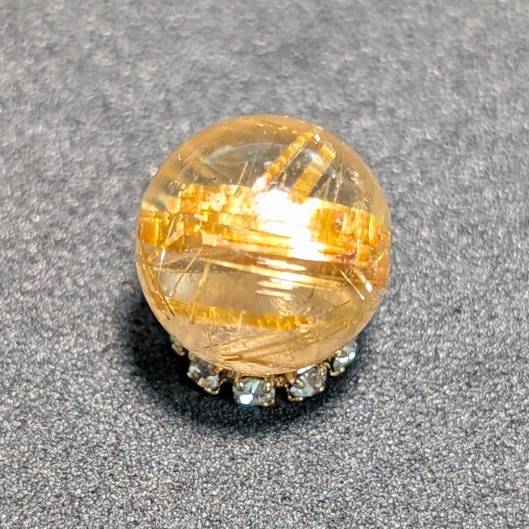 一点物 【豪快な太金針】ゴールドタイチンルチル 10ミリ 1粒売り お守り石