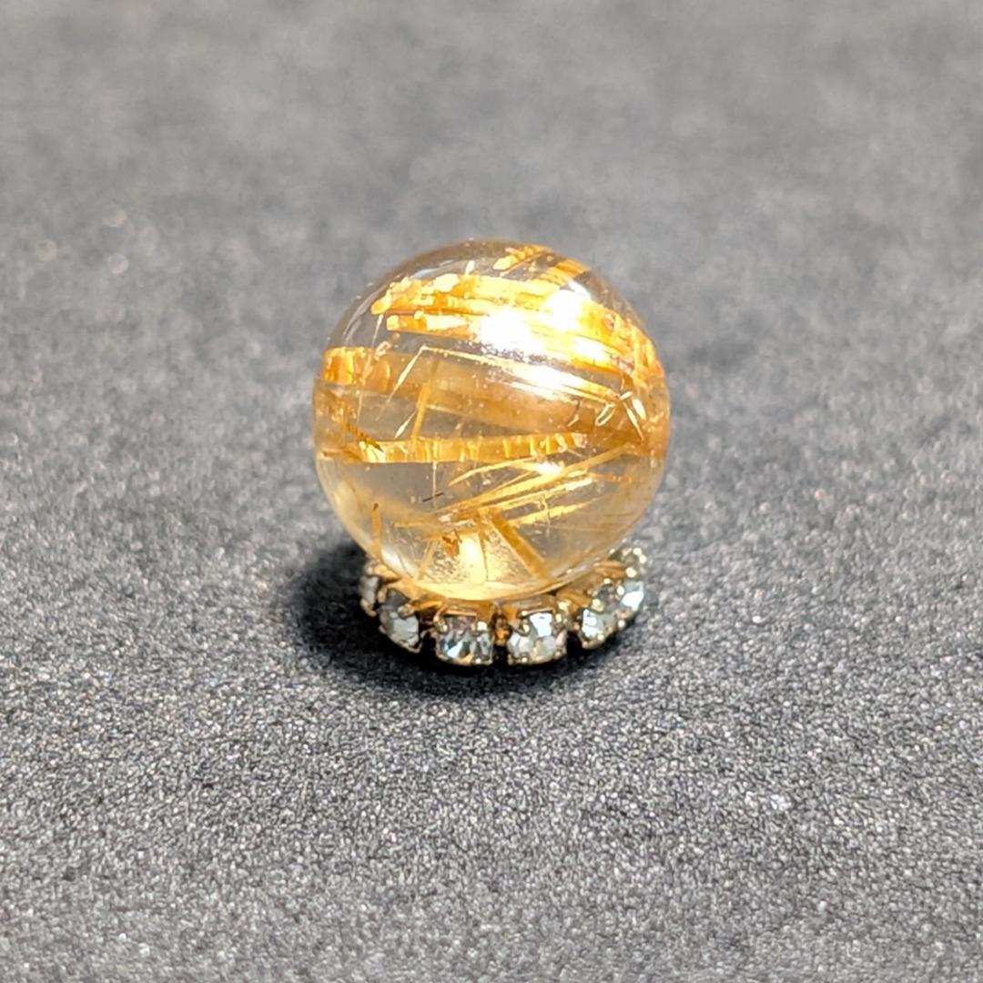 一点物 【豪快な太金針】ゴールドタイチンルチル 10ミリ 1粒売り お守り石