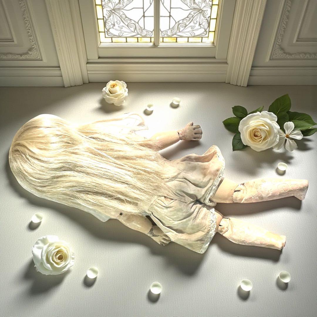 アンティーク ビスクドール ジュモー ピンク ドレス ボネ カメオ ネックレス