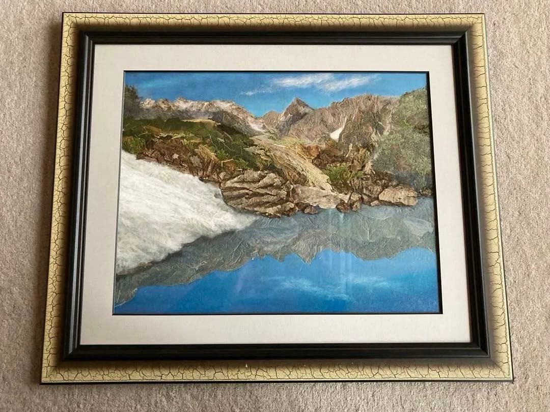 一点もの ナチュラルアート 自然素材コラージュ 額装（ガラス入り）50×60cm