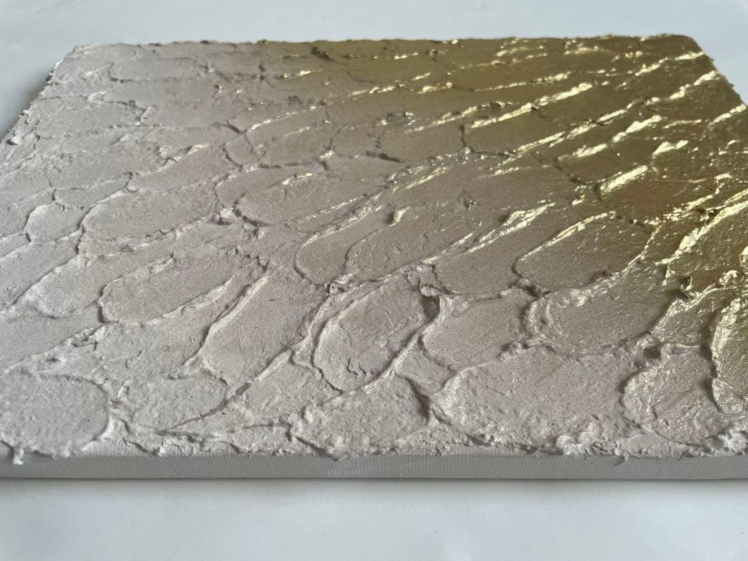 ベージュとゴールドのテクスチャーアート｜壁掛け 抽象画 インテリア 絵画 モダン