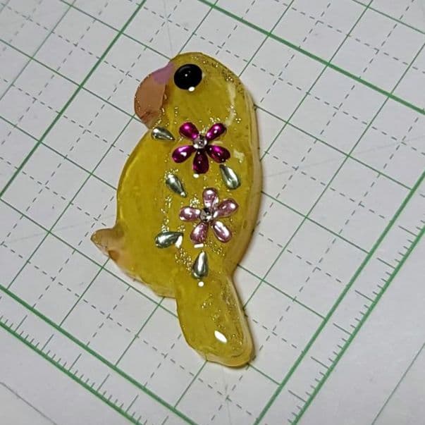 もちもち様　10.21 黄色のセキセイインコ　レジンヘアゴム　フラワー