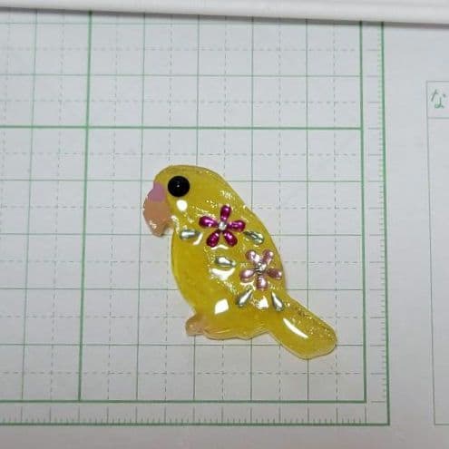もちもち様　10.21 黄色のセキセイインコ　レジンヘアゴム　フラワー