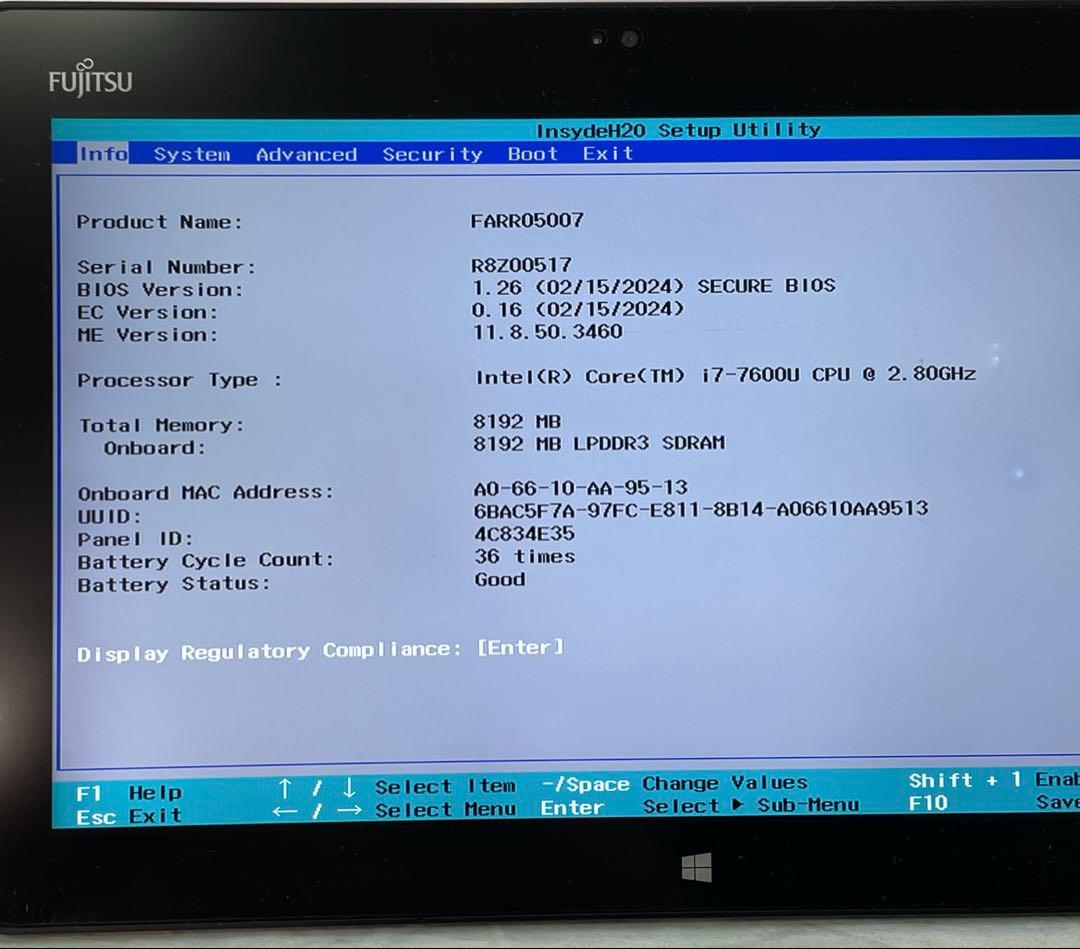 ARROWS Tab R727/R i7-7600U 128GB メモリー8#2