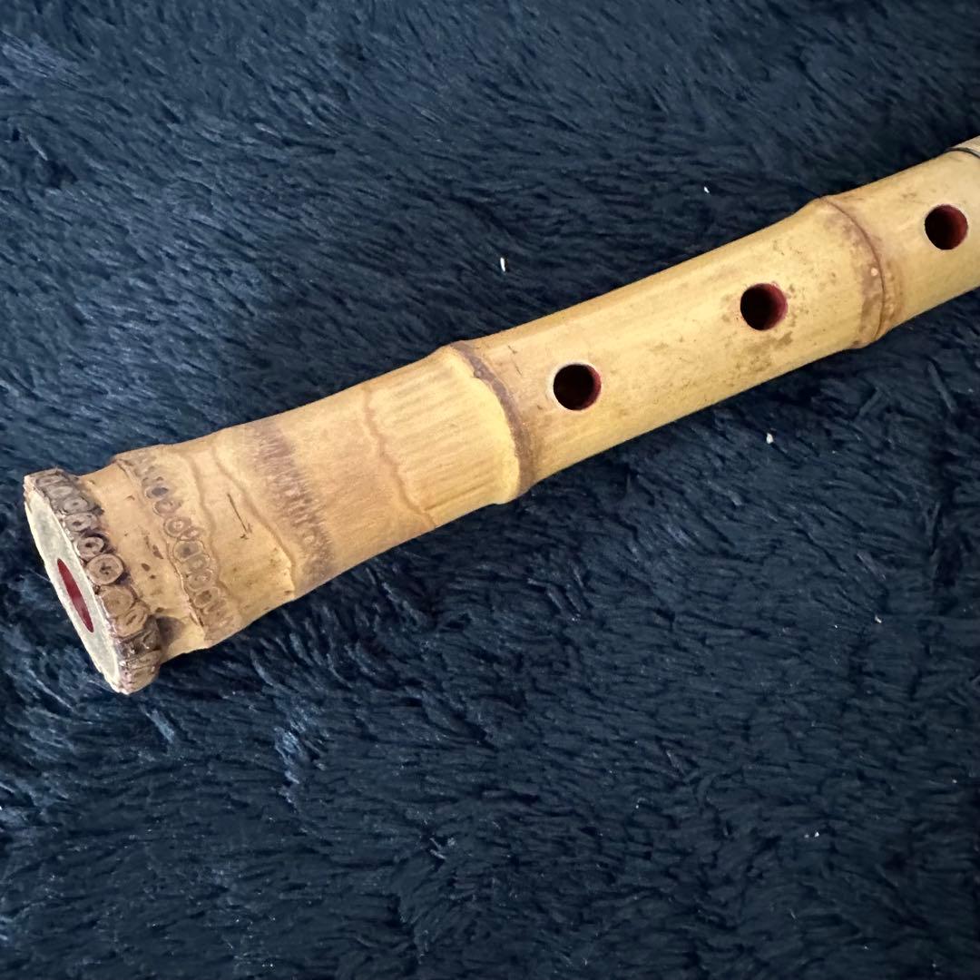 高級 尺八 金歌口 在銘 銘あり 嵐雪 銀三線 藤巻き 1尺7寸 刻印 和楽器