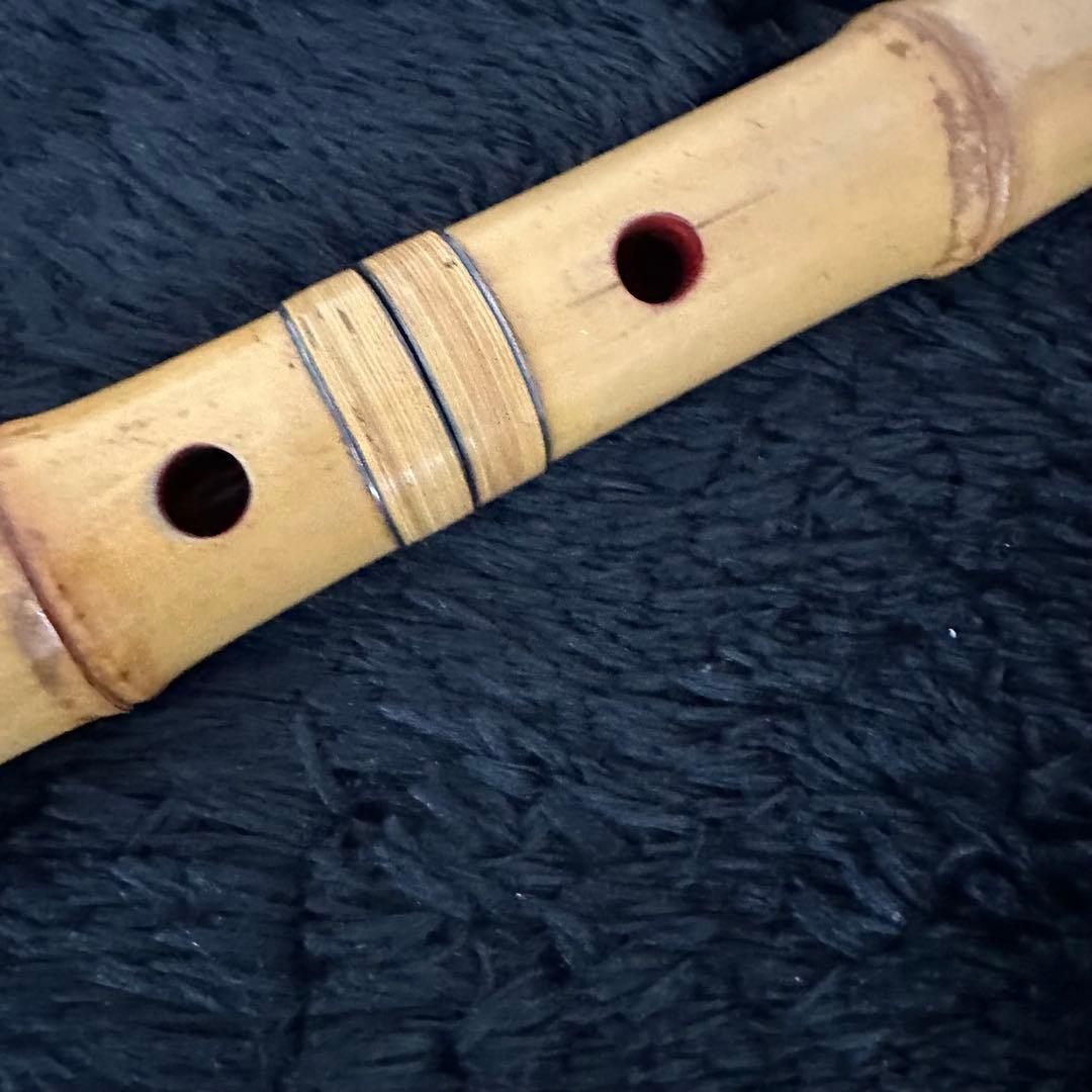 高級 尺八 金歌口 在銘 銘あり 嵐雪 銀三線 藤巻き 1尺7寸 刻印 和楽器
