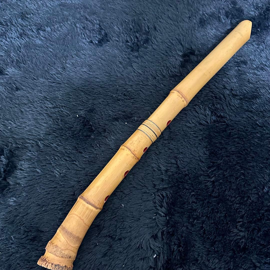 高級 尺八 金歌口 在銘 銘あり 嵐雪 銀三線 藤巻き 1尺7寸 刻印 和楽器