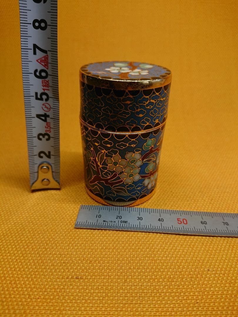 【美品】七宝　象嵌　小物入れ　香合　置物　インテリア　工芸品　美術品　A2973