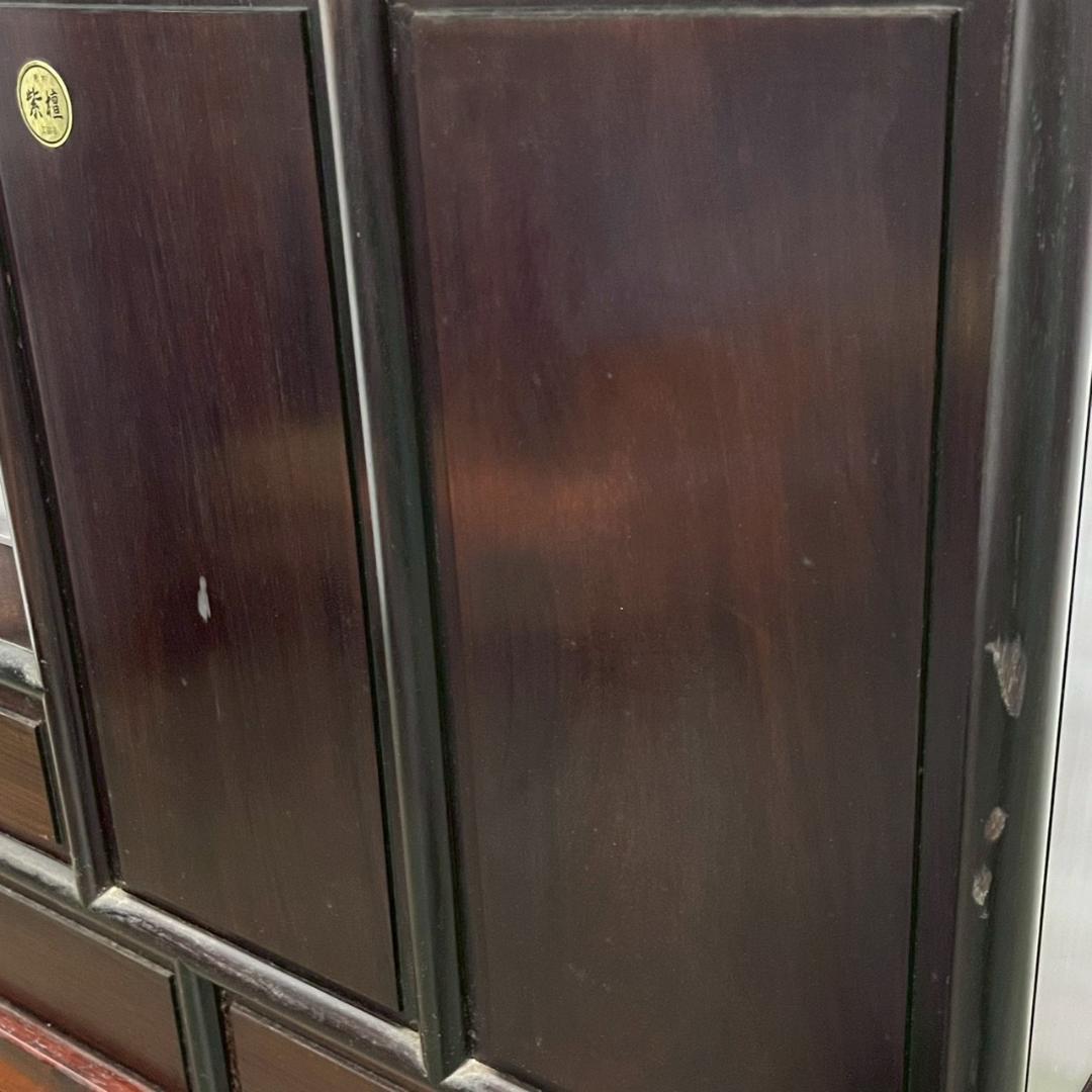 唐木 紫檀 飾り棚 茶棚 違い棚 茶箪笥 茶室 工芸品 高級 和家具 A0849