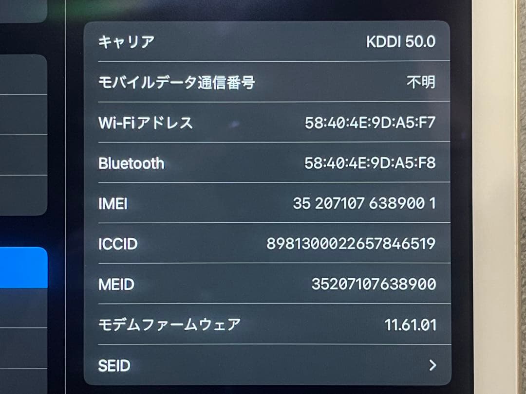 iPad Air 2（Wi-Fi+Cellular）32GB au ゴールド