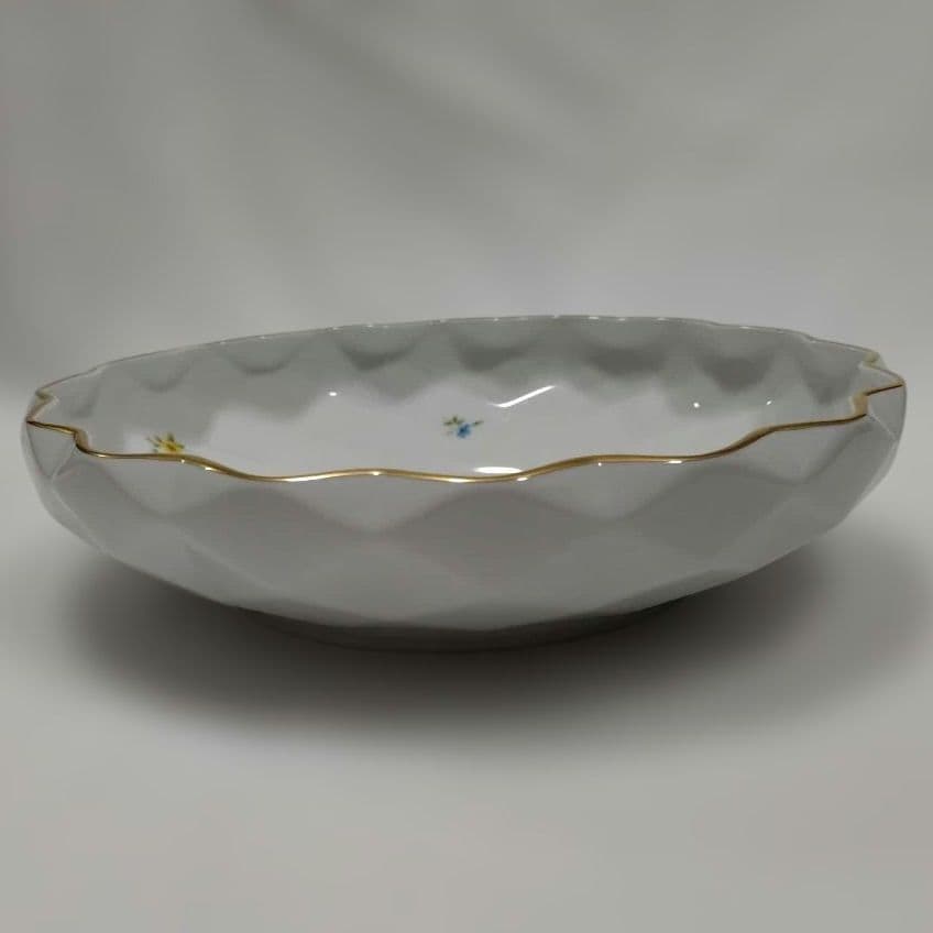 大倉陶園 小花柄 金縁 ゴールド縁取り 波形 大皿 フルーツボウル