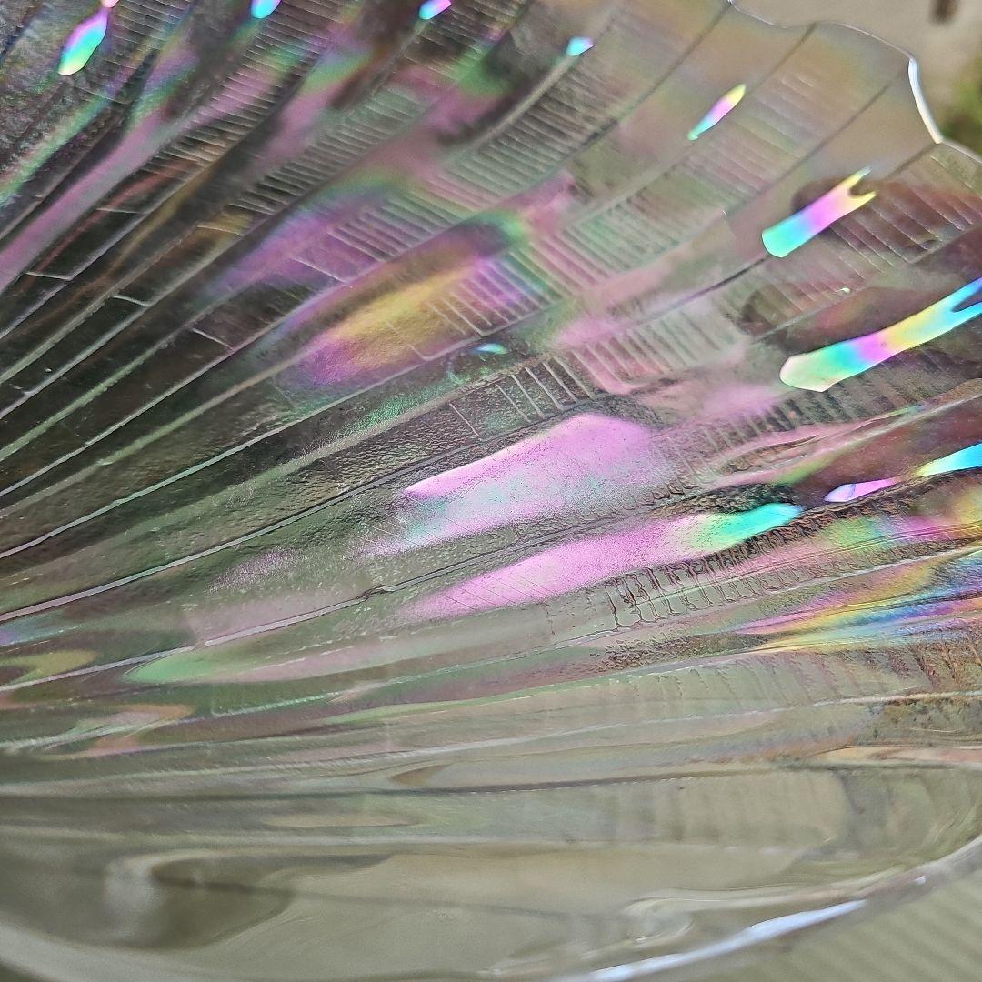 未使用品/平成レトロ/1980年物】おおぎ貝 大皿 カメイガラス シェル 日本製