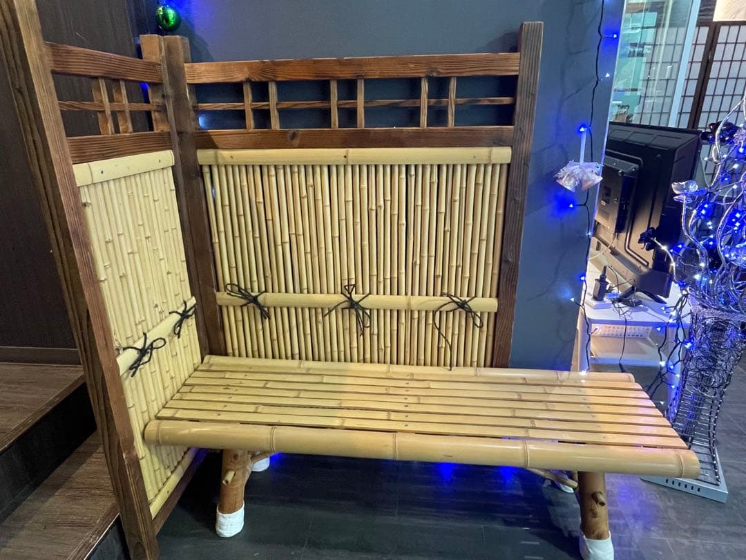 送料込み！目隠し竹垣フェンス　竹椅子　ベンチ　和風装飾