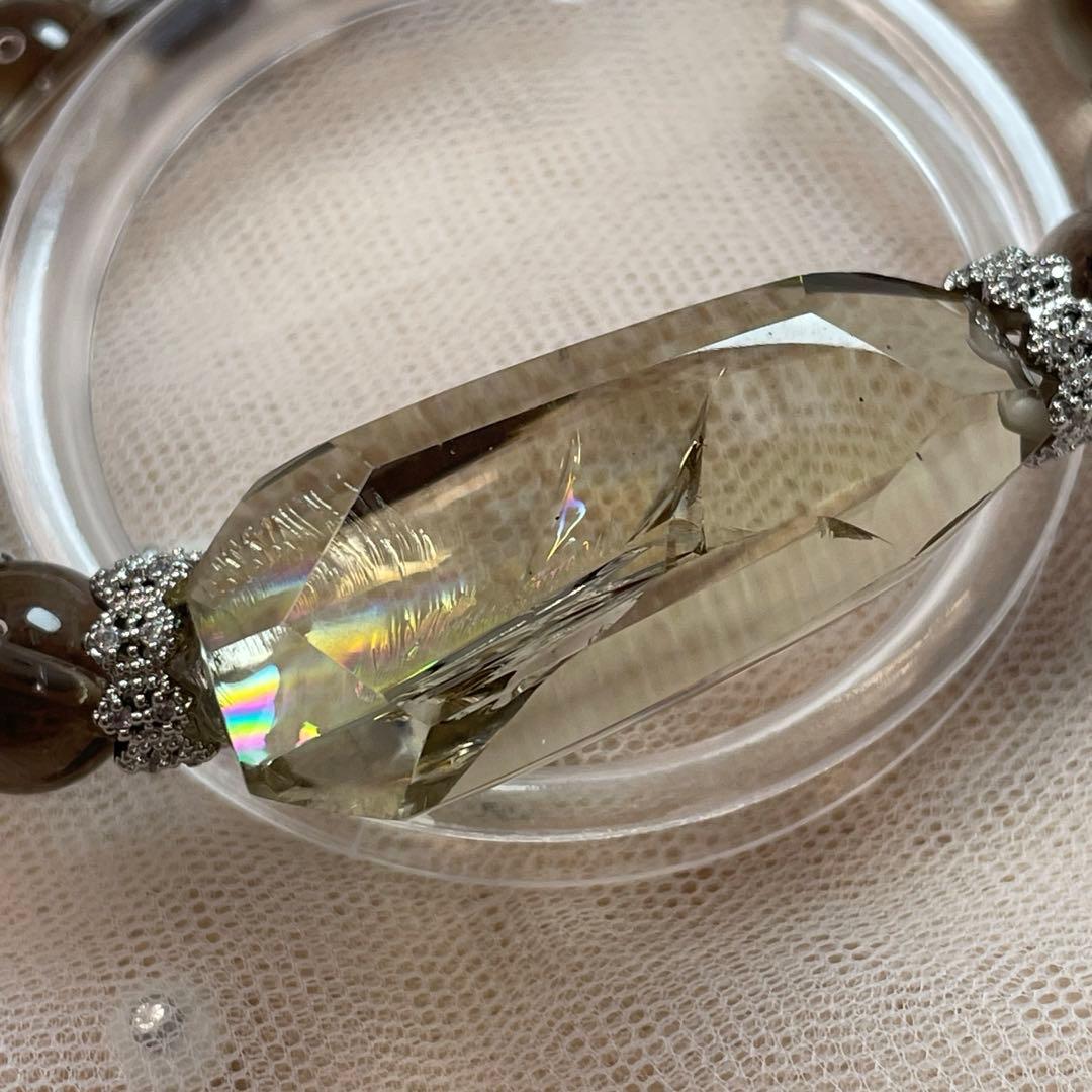 天然石 スモーキークォーツラフカット 陰陽スモーキークォーツ ブレスレット