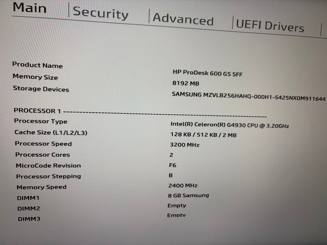 HP ProDesk 600 G5 SFF SSD256G メモリ8G NVMe