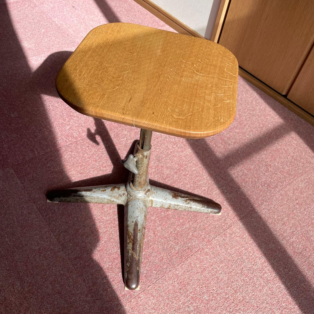 アイアン　スチール椅子　ヴィンテージ　ナラ材