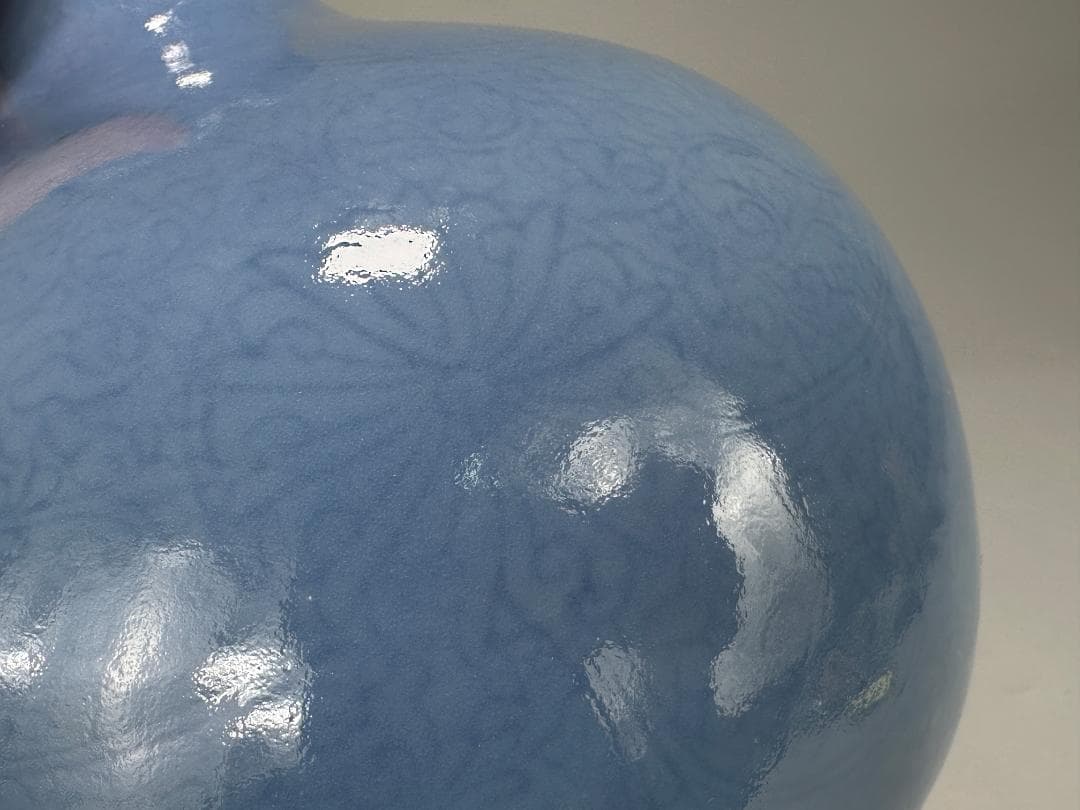 中国美術　清朝　清中期　大清乾隆年製　藍釉柘榴瓶　花瓶　花入　花器　古物保証