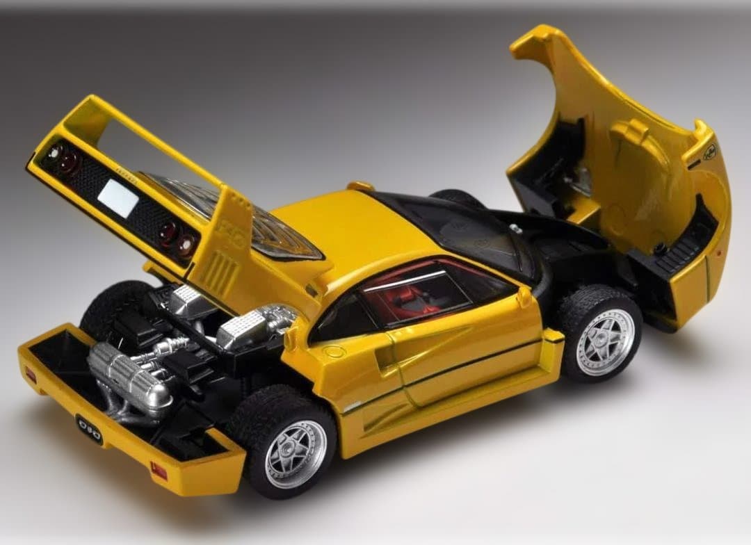 【未使用・TOMYTEC】フェラーリ F40（黄色）　Ferrari F40