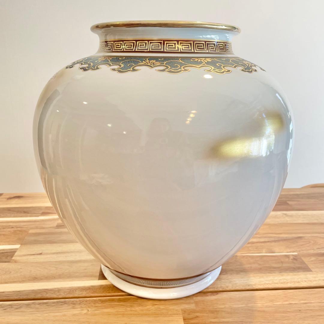 九谷焼 花瓶 光崖 孔雀デザイン陶器