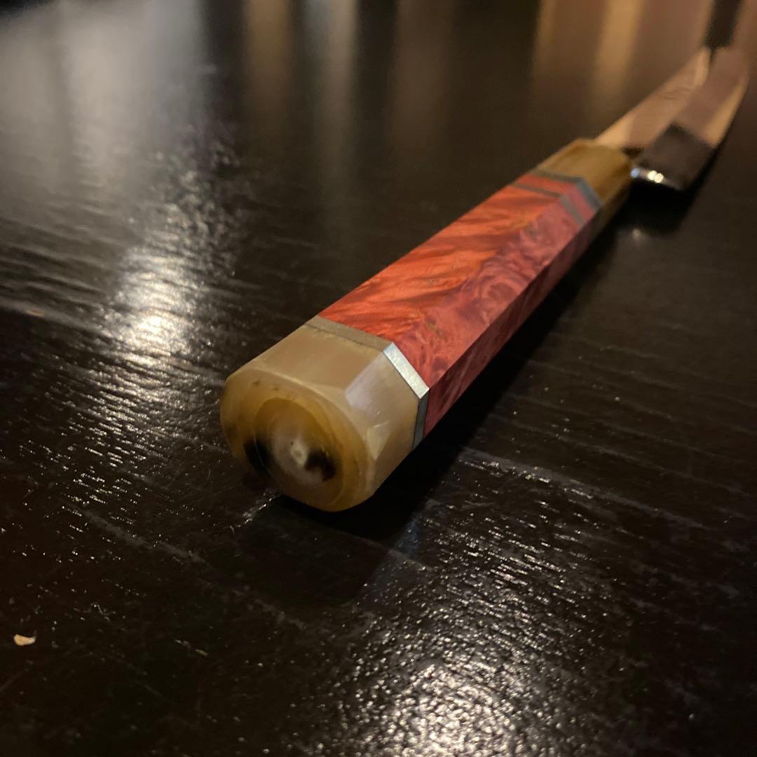 柳刃包丁(切り付け型) 鏡面 銀三 ダマスカス 9寸 値下げ可能