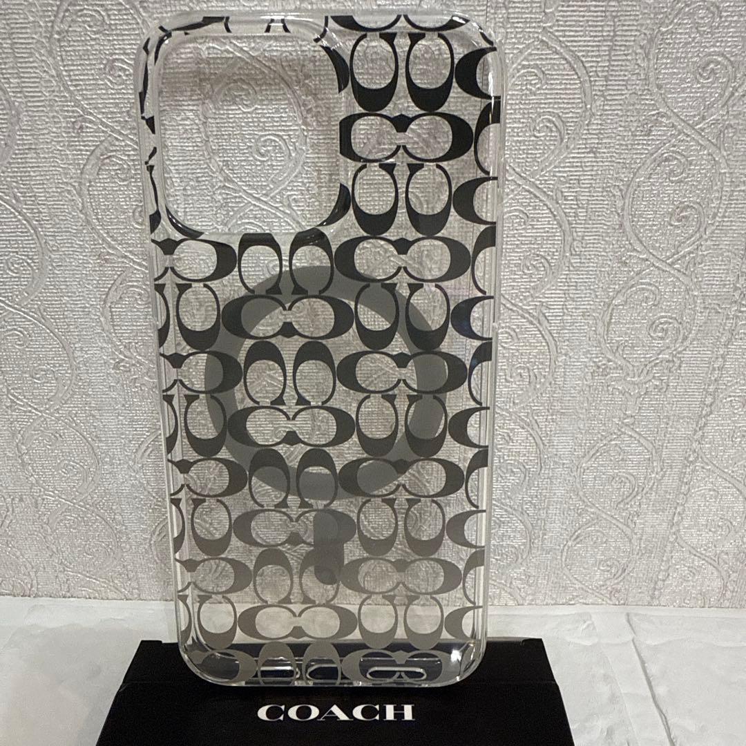 新品coach⭐️iPhone15 PRO MAX スマホケース　クリア　グレー