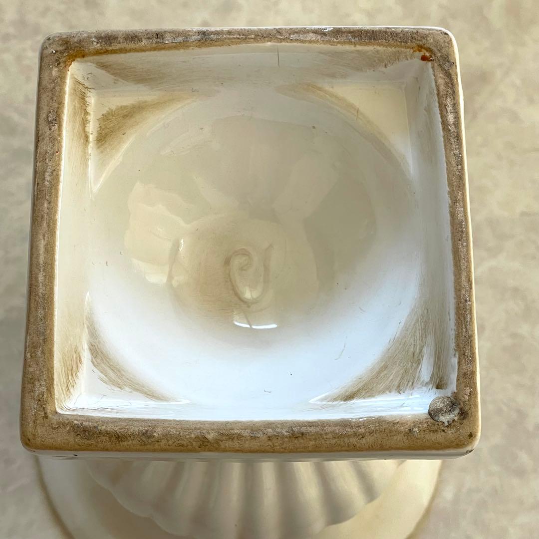 美品 アンティーク 花瓶 フランス 花器 陶器 白 ホワイト フラワーベース