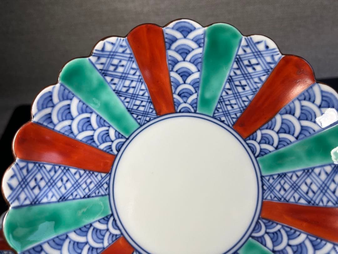 観山窯　銘々皿　菊割皿　５寸皿　５枚