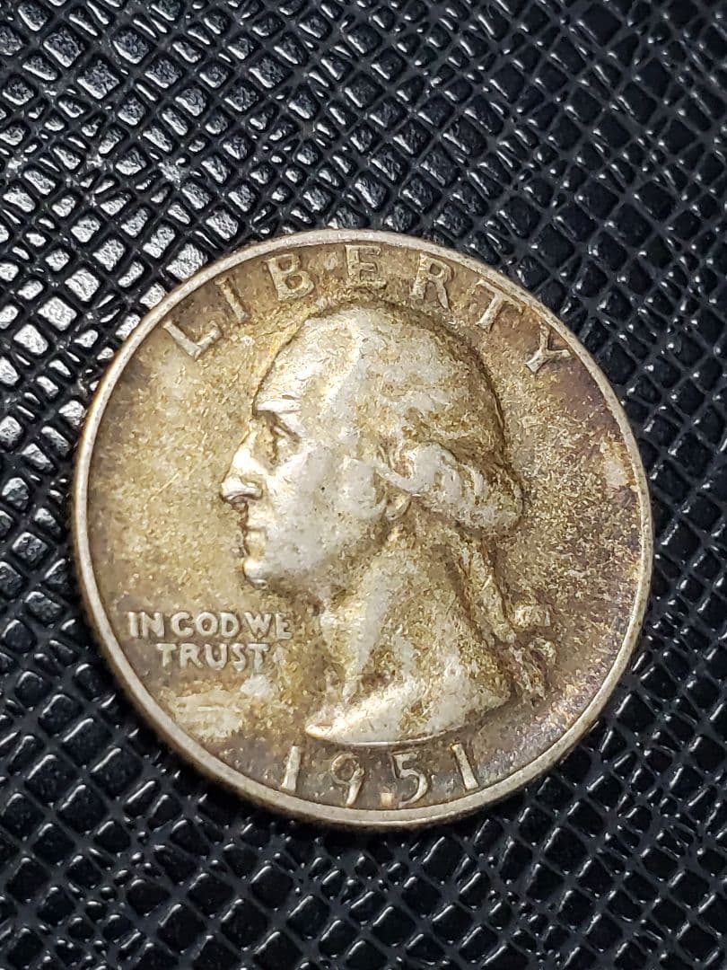 2189.　極美品　銀貨　1951年　S　アメリカ　クォータードル