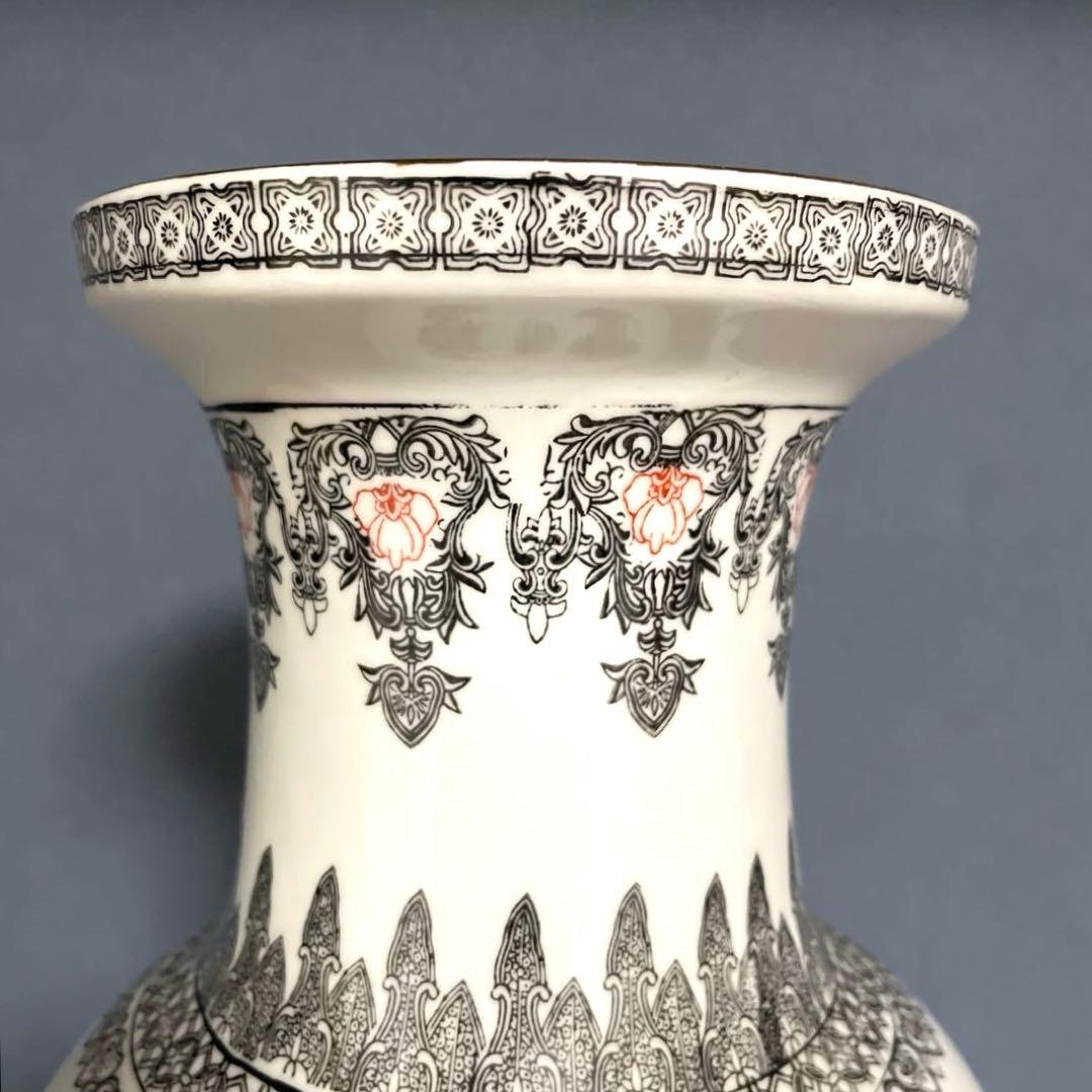 『中国美術』 景徳鎮製 粉彩色絵花鳥図 大花瓶 高さ60.5㎝ 重さ5.4kg