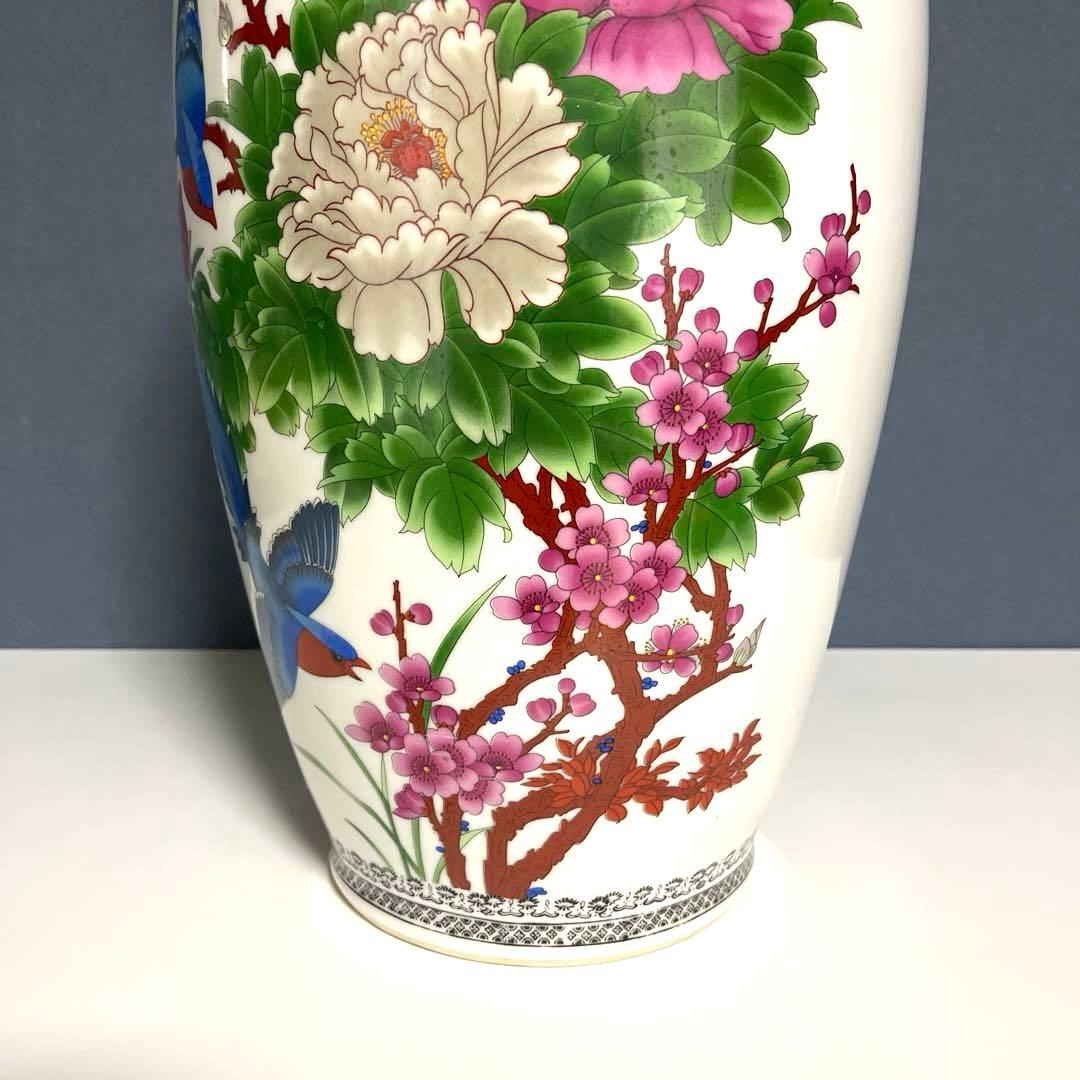 『中国美術』 景徳鎮製 粉彩色絵花鳥図 大花瓶 高さ60.5㎝ 重さ5.4kg
