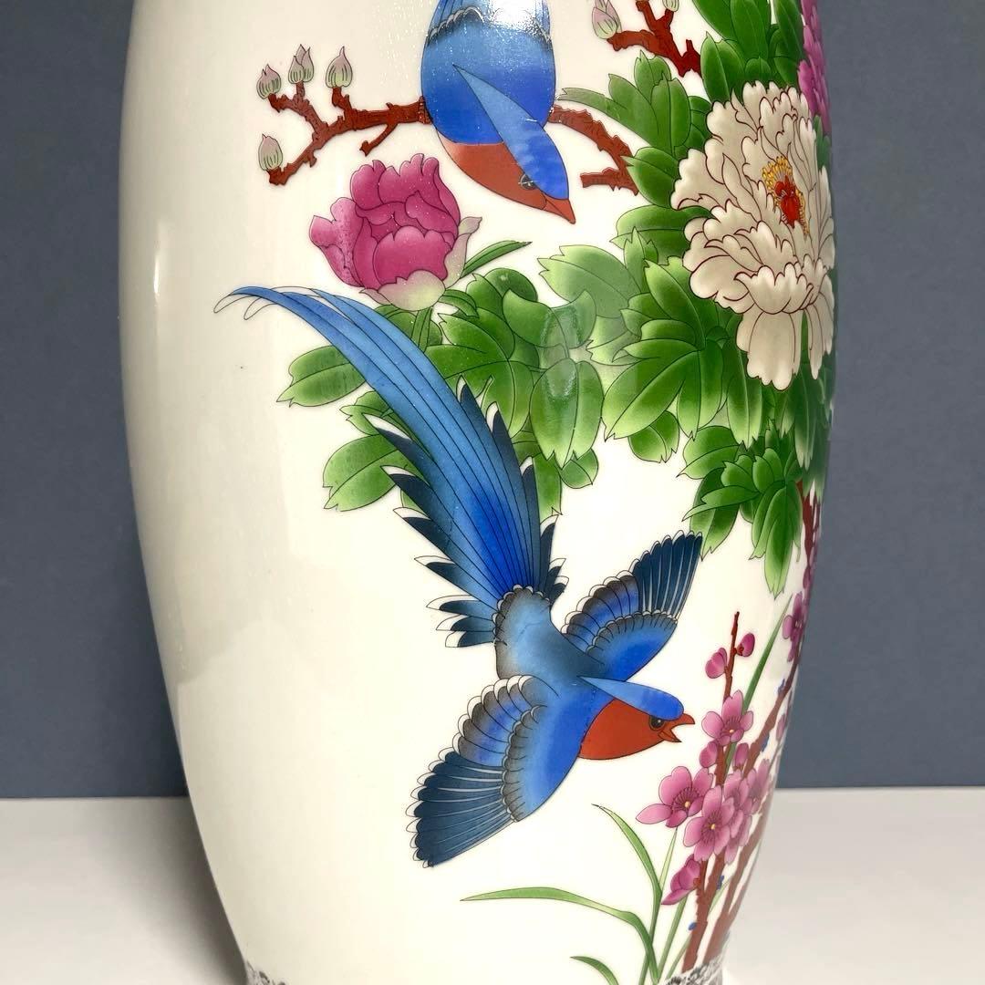 『中国美術』 景徳鎮製 粉彩色絵花鳥図 大花瓶 高さ60.5㎝ 重さ5.4kg