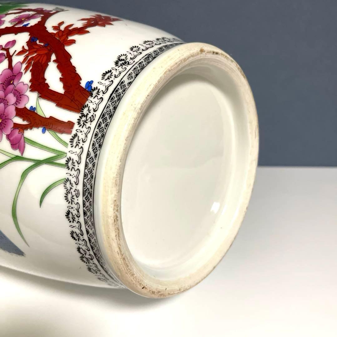 『中国美術』 景徳鎮製 粉彩色絵花鳥図 大花瓶 高さ60.5㎝ 重さ5.4kg