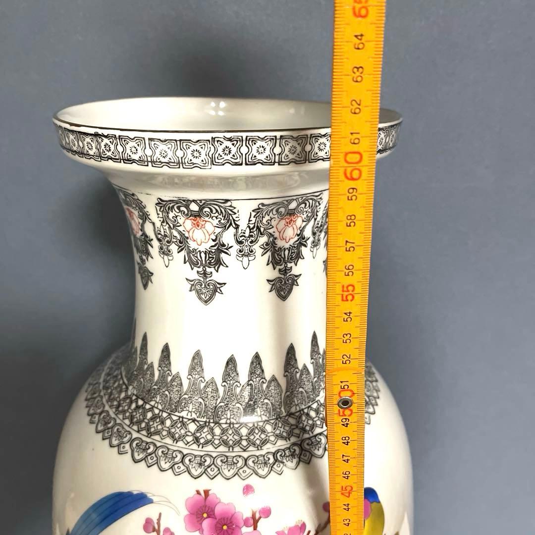 『中国美術』 景徳鎮製 粉彩色絵花鳥図 大花瓶 高さ60.5㎝ 重さ5.4kg