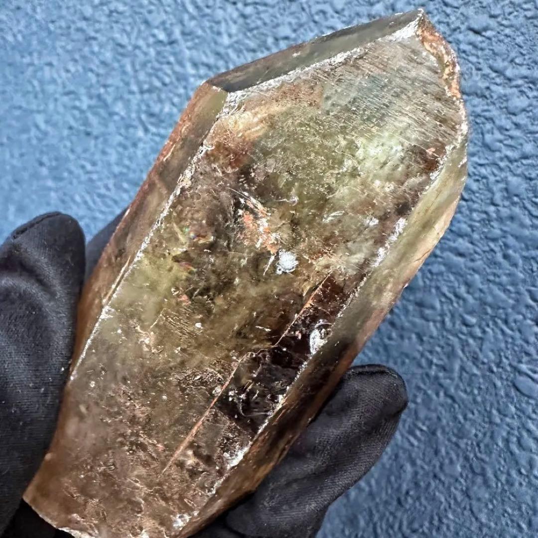 高透明度❗️浄化❗️レインボー☆魔除スモーキーシトリン水晶クラスター天然石A1494