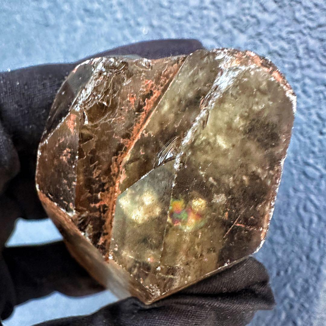 高透明度❗️浄化❗️レインボー☆魔除スモーキーシトリン水晶クラスター天然石A1494