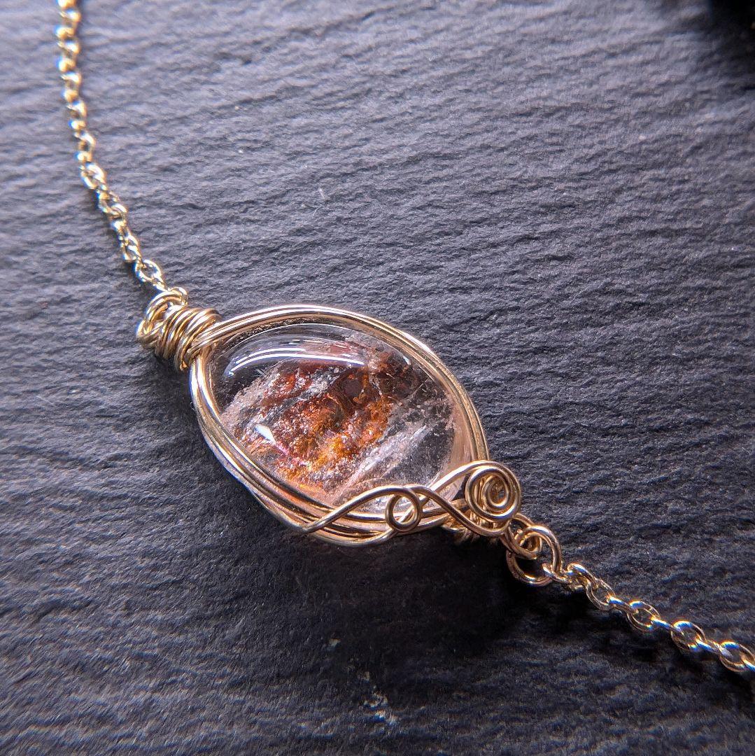 ライモナイトインクォーツのブレス　14kgfワイヤーラップ