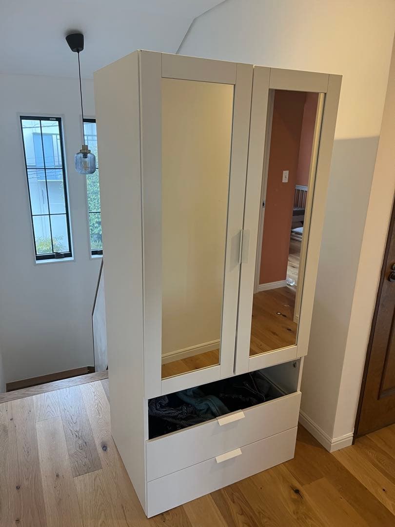 IKEA PLATSA⭐︎ホワイト ミラー付き収納キャビネット<引取り限定>