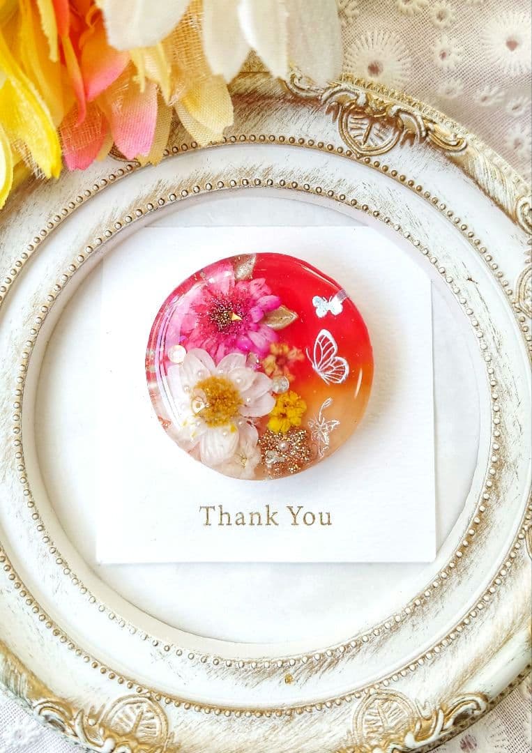 レジン　猫　ドライフラワー　ヘアゴム　ブローチ　ポニーフック　No.489